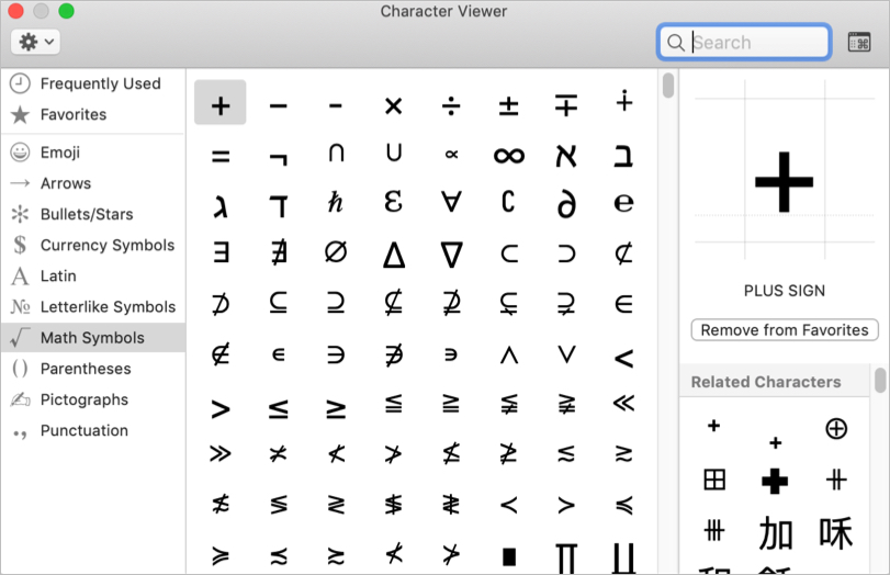 Keyboard symbols for mac